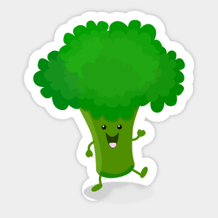 Cute kawaii dancing broccoli cartoon illustration Sticker